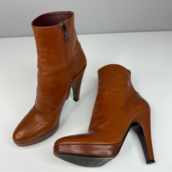 PRADA Shoes - Prada Women’s Brown Leather Vero Cuoio Designer Zip-Up Ankle Boots EU 37.5/US‎ 7